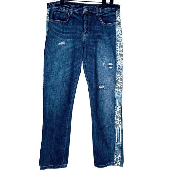 Anthropologie Pilcro Distressed Side-Stripe Slim Boyfriend Crop Relaxed Jeans 28 - Picture 2 of 8